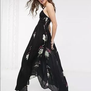 Free People Beau Smocked Printed Slip Maxi Dress S